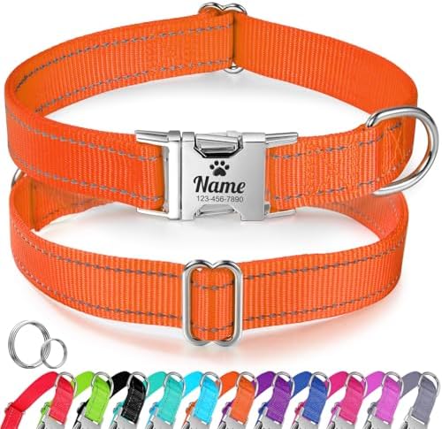 Silent Dog Collar Personalized with Name Phone Number Laser Engraved