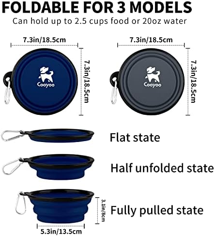 COOYOO Collapsible Dog Bowl,2 Pack Collapsible Dog Water Bowls for Cats Dogs,Portable Pet Feeding Watering Dish for Walking Parking Traveling with 2 Carabiners