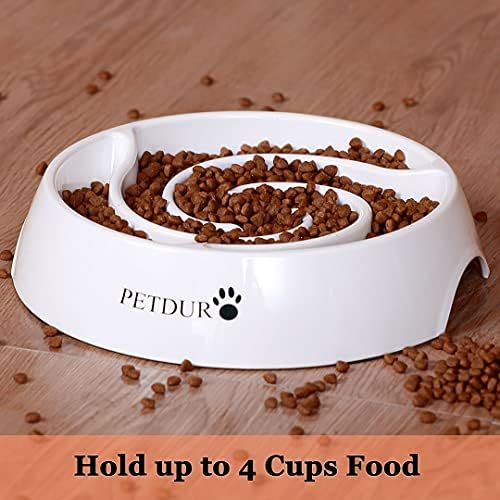 PETDURO Slow Feeder Dog Bowl - 4 Cup Heavy Duty Maze Puzzle Slow Feeding Bowl for Large Dogs