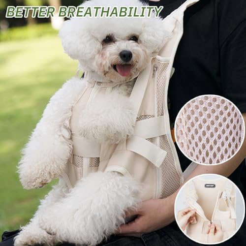 Dog Carriers for Small Dogs Backpack, Legs Out Easy-Fit Dog Front Carrier, Ventilated Mesh Dog Travel Back Pack, Adjustable Pet Backpack for Walking Biking Hiking Camping Outdoor,Medium