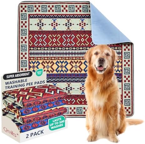 Qeils Washable Pee Pads, Super Absorbent Puppy Pads, 2 Pack 18"x24"