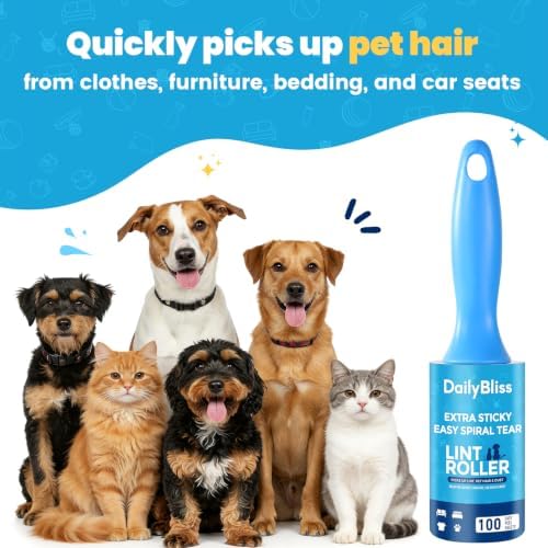 Extra Sticky Lint Roller for Pet Hair, 500 Sheets with 2 Handles
