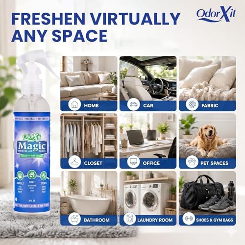 OdorXit Magic Air Odor Neutralizer Spray, Powerful Dog & Cat Urine Odor Neutralizer, Safe Air Refresher for Home, Safe Odor Absorber for Pet, Closet & Any Strong Odor Remover, 8oz