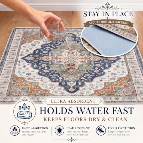 Washable Pee Pads for Dogs,Super Absorbent Reusable Puppy Potty Training Pads,Waterproof,Leak-Proof & Non-Slip Potty Pads for Floor,Whelping,Crates,Bed(Indigo Earth, 36"x72")