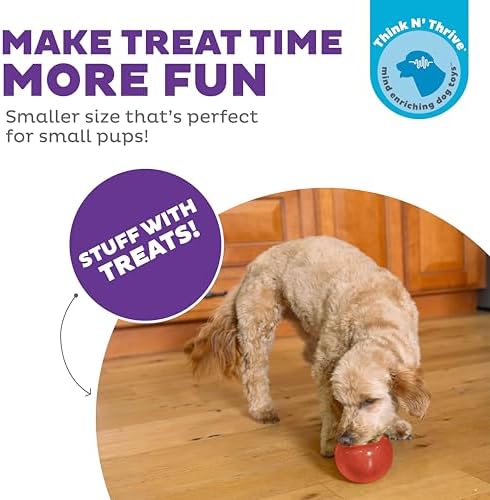 Outward Hound by Planet Dog Lil' Snoop Dog Toy – Treat‑Dispenser Puzzle Ball, Interactive Slow Feeder, Small to Medium Dogs, Bouncy & Mint-Infused, Red, 3.9"