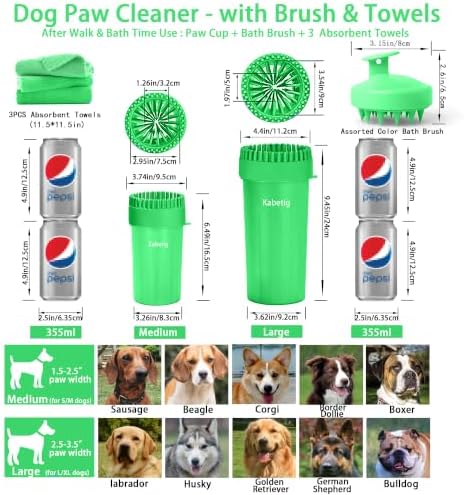 Dog Paw Cleaner Cup with Detachable Top Brush for Large & XL Dogs