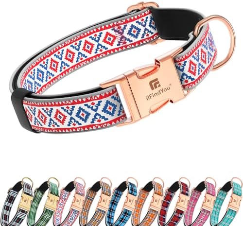 Reflective Plaid Dog Collar for Small Dogs, Totem-S