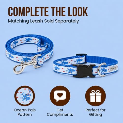 THE WORTHY DOG Summer Print, Adjustable Dog Collar, Small Dogs, Sharkuterie