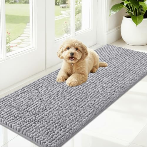 OLANLY Dog Door Mat for Muddy Paws 59x20, Extra Absorbent Chenille Mud Mat