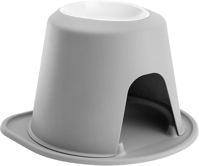 WeatherTech Single High Pet Feeding System w/Plastic Dog/Cat Bowls - 10" High Stand Light Grey (PSH6410LGLG)