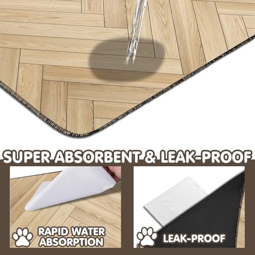2PC Reusable Wood Pattern Mat, Washable Non-Slip Dog Pee Pads 35x24in
