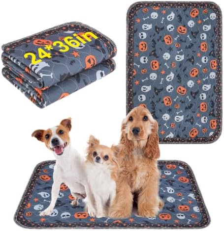 BEAUTYZOO 2 Pack Washable Pee Pads for Dogs,Reusable Puppy Pad 24x36 Skull