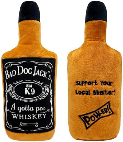 Huxley & Kent Power Plush Squeaky Dog Toy, Bad Dog Jack's Whiskey, Large