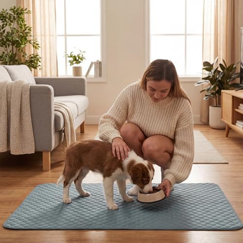 Washable Pee Pads for Dogs, 2 Pack Absorbent Reusable Training Dog Pads Pet Puppy Pads, Non-Slip Potty Pads for Whelping, Playpen, Crate, Bed, Grey (90x150cm Pack of 2)