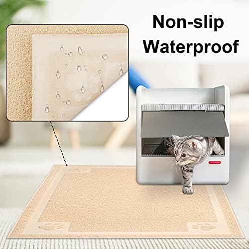 UPSKY Large Cat Litter Mat Trapper 35"×23", Waterproof, Non-Slip, Beige
