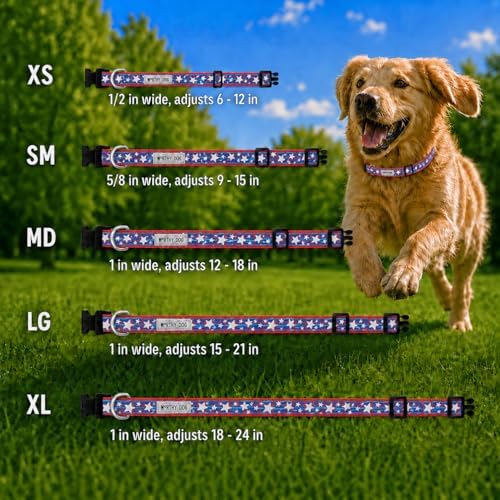 THE WORTHY DOG Summer Print, Adjustable Dog Collar, Large Dogs, Stars