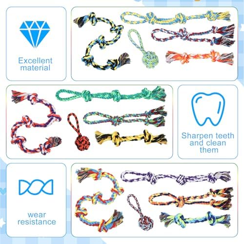 Wettarn 15 Pcs Dog Rope Toys for Medium Large Dogs, Heavy Duty Tug Toys