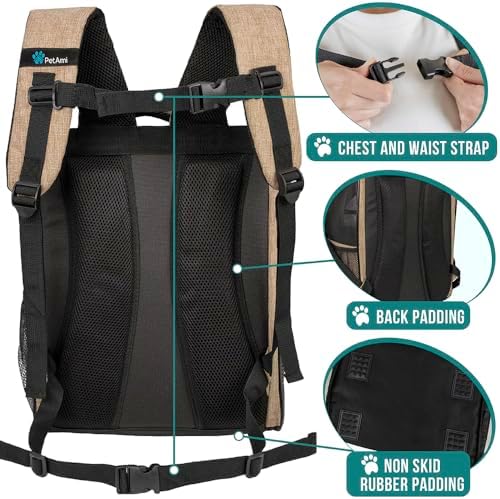 PetAmi Dog Backpack Carrier Airline Approved Cat Pet Puppy Bag, Taupe
