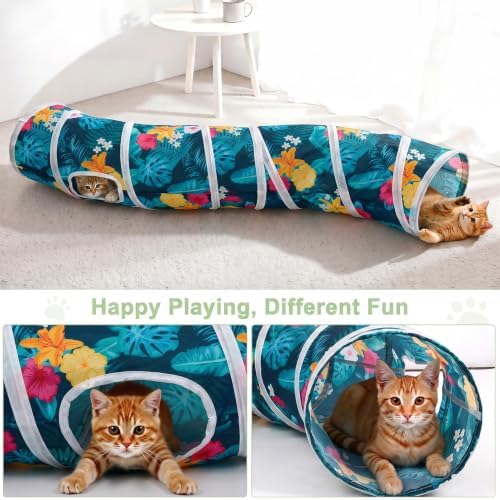 Glittme S-Shape Cat Tunnel, Foldable Cat Tunnels for Indoor Cats
