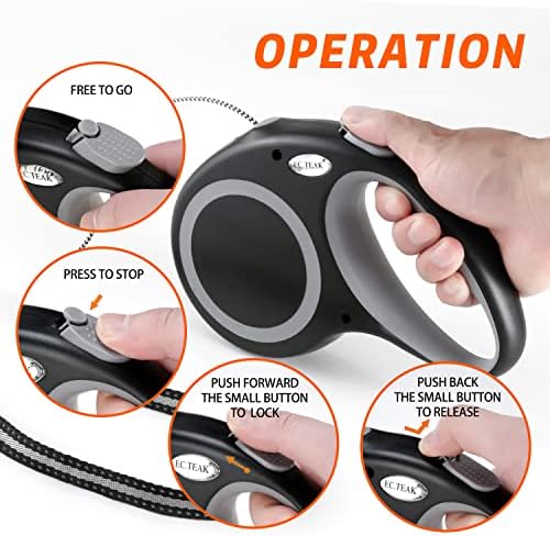 Retractable Dog Leash, 30 FT Dog Walking Leash for Small Medium Large Dogs up to 77 lbs, Heavy Duty No Tangle, Black
