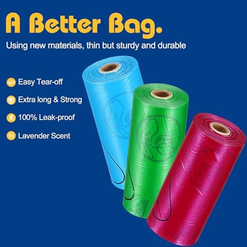 Letalong Dog Poop Bag With Holder, 450 Counts Scented Doggie Waste Bags With 1 Dispenser, Pet Poop Bags Rolls For Doggy