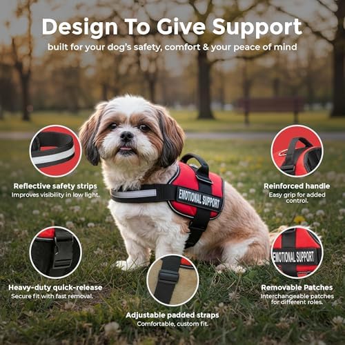 Industrial Puppy Emotional Support Vest Harness Small 19.5-25 in Bright Red