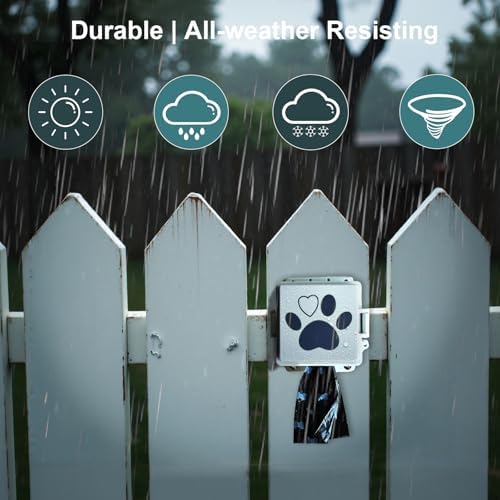 Dog Poop Bag Dispenser Wall Mounted Pet Waste Bags Holder With Hooks And 2 Rolls, Mini All-Weather Doggie Bag Dispenser For Home Inside Or Outside(1 mini dispenser)