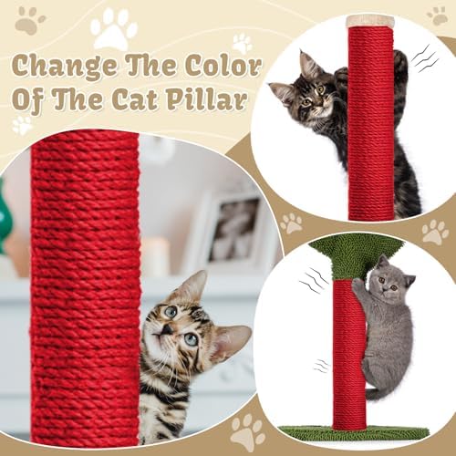 Natural Sisal Cat Rope for Posts, 1/4in ×164ft, Red