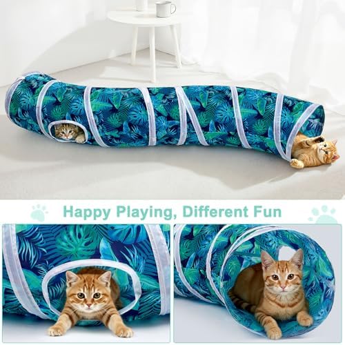 Glittme S-Shape Cat Tunnel, Foldable Cat Tunnels for Indoor Cats