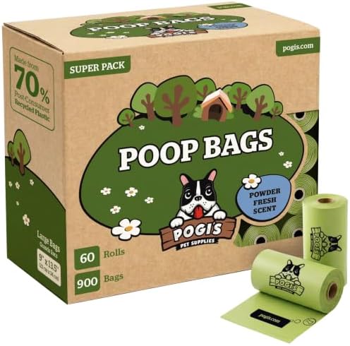 Pogi’s Dog Poop Bags – Leak-Proof & Extra Thick Pet Waste Bags (Fresh Scent, 60 Rolls, 900-Count)