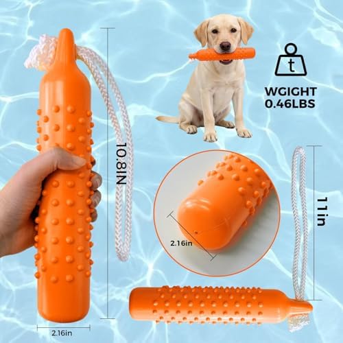 BINGPET Dog Float Bumper Toy 2 Pack,10.8" Lightweight Bumper for Water Fetch Outdoor,Floating Dog Water Toys for Medium Large Dogs,Fetch Rope Pet Toy Dock Diving Retrieving Dummy for Pool/Beach/Lake