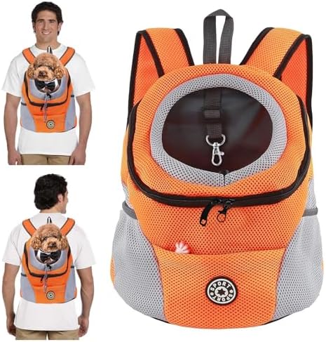 PETCUTE Pet Carrier Backpack,Breathable Dog Backpack Carrier with Adjustable Straps,Side Storage Pockets,Dog Head-Out Backpacks with Safety Belt,Puppy Front and Back Carriers for Small Dogs Cats