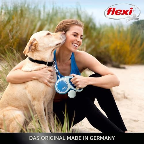 Flexi New Comfort Tape Grey & Blue Large 5m Retractable Dog Leash/Lead for Dogs up to 60kgs/132lbs