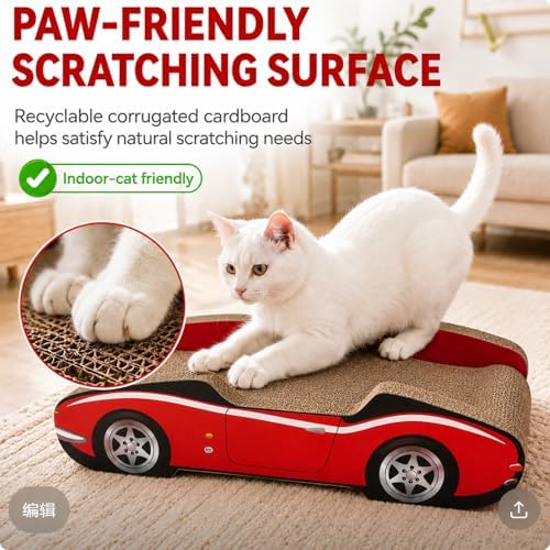 Cat Scratcher Cardboard Bed with Box, 21 Inch 4‑Pack Reversible Cat Scratch Pad for Indoor Cats