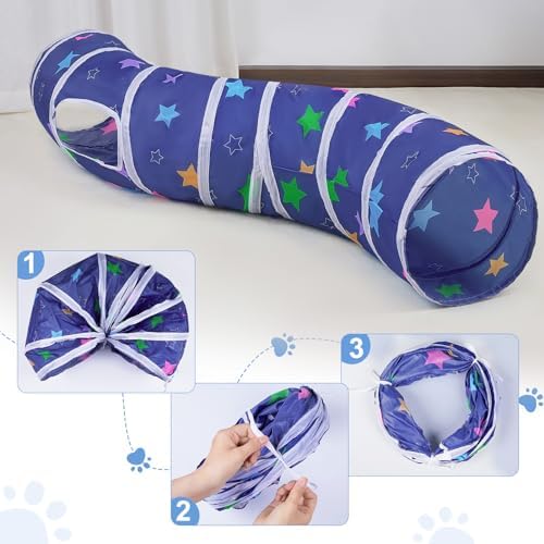 Glittme S-Shape Cat Tunnel, Foldable Cat Tunnels for Indoor Cats
