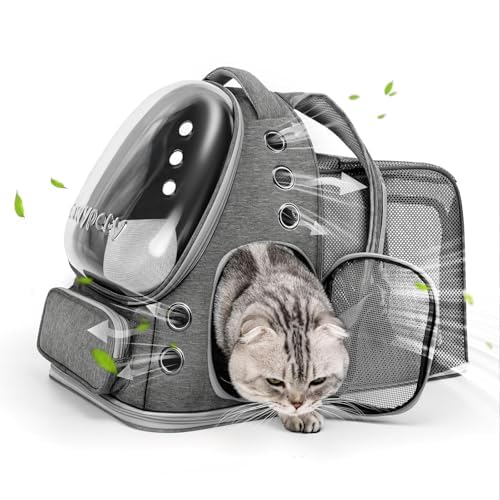 Cawypety Expandable Cat Backpack Large Space Cat Bubble Backpack Carrier