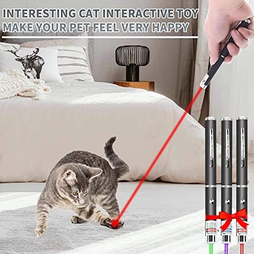 MEUSNO 3 Pack Cat Laser Pointer Toy, Red Green Cat Laser Pointer for Cats Dogs Indoor Chaser Cats Dog Pet Laser Toy Laser Light Pointer, Small Laser Pet Toy Geese Deterrent