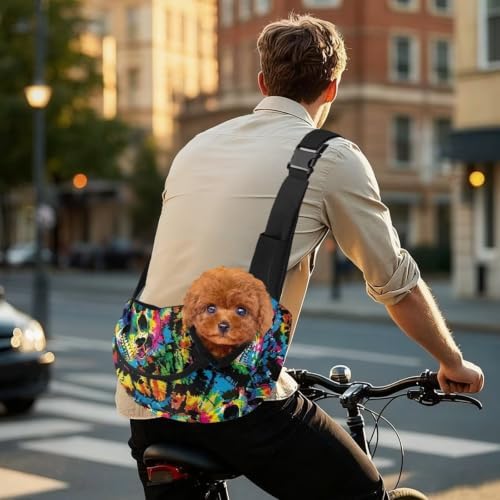 COEQINE Rainbow Gothic Pet Carrier Sling for Small Dogs Puppy Bag Travel