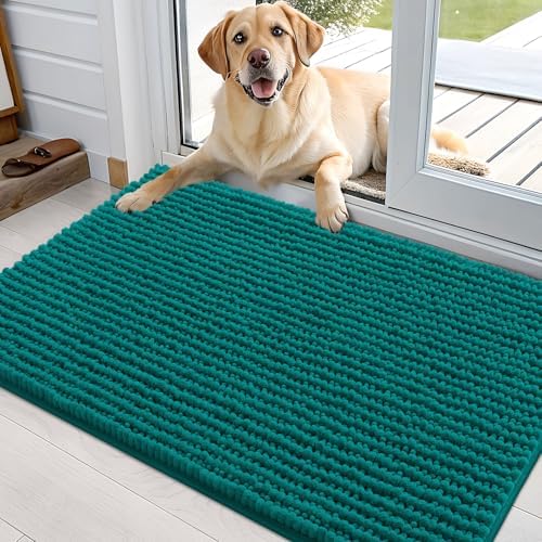 OLANLY Dog Door Mat for Muddy Paws 36x24, Extra Absorbent Chenille Mud Mat