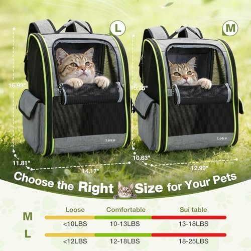 Lekereise Cat Backpack Carriers, Dog Carrier Backpacks with Breathable Mesh for Small Medium Cats Dogs Puppy Up to 18 Lbs, Pet Foldable Carrying Backpack Ventilated for Travel Hiking Collapsible