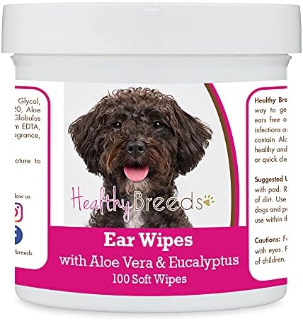 Healthy Breeds Schnoodle Ear Cleaning Wipes with Aloe & Eucalyptus for Dogs 100 Count
