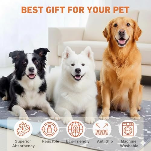 Puppy Pee Pads with Pheromones,Forever Pad,Washable Pee Pads for Dogs,Reusable Dog Pee Pads,Waterproof and Leak-Proof,Non-Slip Base Training Pad Suitable for Home(Brown Puppies,S:23.6*15.7in)