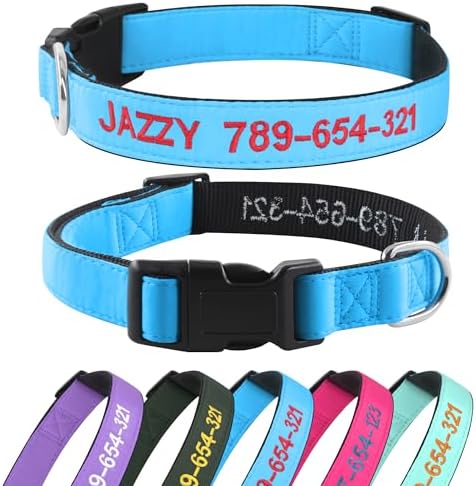 Kuley Personalized Dog Collar, Embroidered with Pet Name and Phone Number