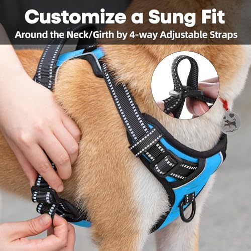 PoyPet No Pull Dog Harness Large, Reflective Vest with Front Clip & Handle