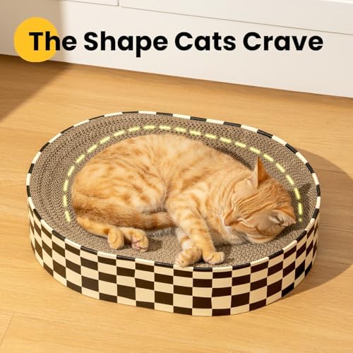 Conlun Oval Cat Scratcher Bed | Scratching Bowl Lounge for Kittens | Medium