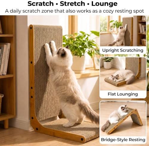 PatiencET L Shape Cat Scratcher, 26 Inch Cardboard Scratch Pad
