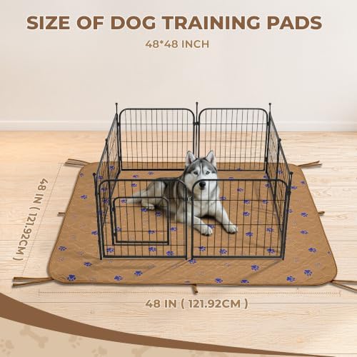Fostanfly Non-Slip Washable Pee Pads for Dogs, 48''x48''-2 Pack, Brown