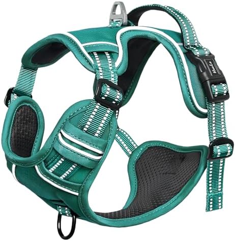 HEELE Dog Harness for Large Dogs No Pull Dog Vest Harness for Large Dog with Soft Padded Handle Reflective for Outdoor Training, Grass Green, XL
