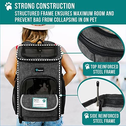 PetAmi Dog Backpack Carrier, Airline Approved 4-Way Entry Cat Bag, Charcoal