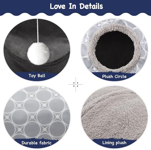 Tempcore Fleece-Lined Cat Tunnel, 3-Way Collapsible Toy, Geometry Grey
